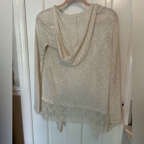 SOLD Small Cream Hooded Cardigan Sweater - Picture 2 of 2